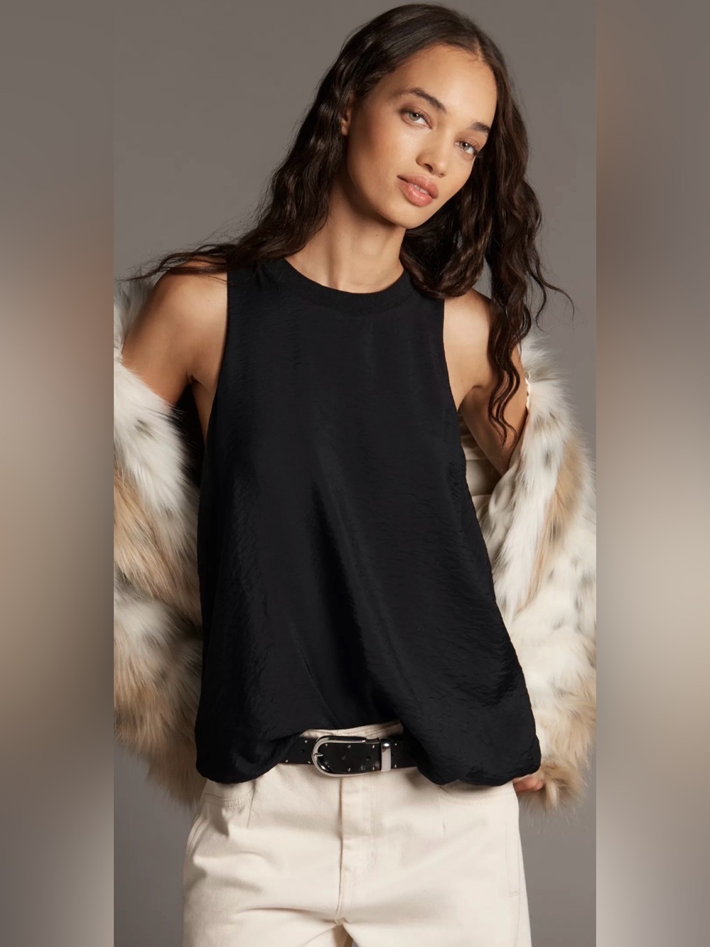 NWT Women’s SzXS Black Anthropologie Sleeveless Crew-Neck Textured Bubble Blouse